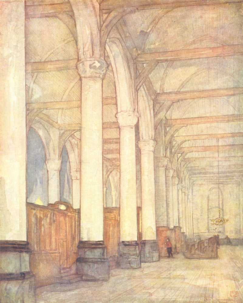 NETHERLANDS. Friesland. A Church interior, Monnickendam 1904 old antique print